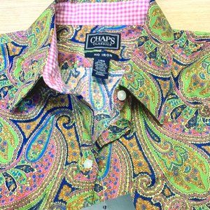 *NWT Chaps Long Sleeve Button Up Paisley Shirt